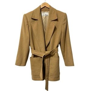 Vintage Camel Hair Wrap Coat Womens Large Norman Cypers LC Mae Old Money Preppy